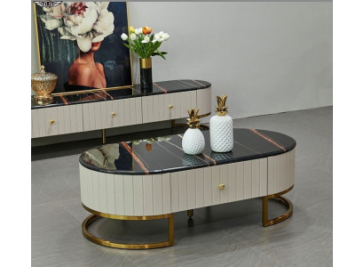 Couch Tisch Tische Oval Sofa Neu Metall Holz Beistell Designer Wohn