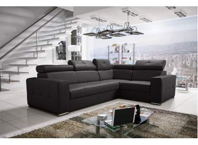 Ecksofa Couch Polsterung Wohnzimmer Leder L-Form Neu Modern Schwarz Design Sofas