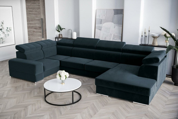 Ecksofa U-Form Sofa Couch Textil Sofas Design Wohnlandschaft Bettfunktion Stoff