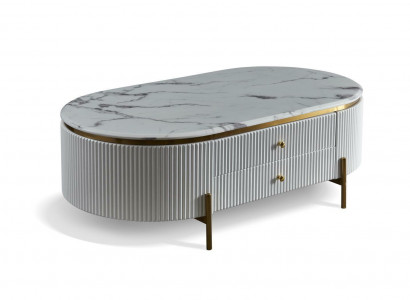 Ovaler Couchtisch, Designer-Wohnzimmertisch, Beistelltisch, Italienisch