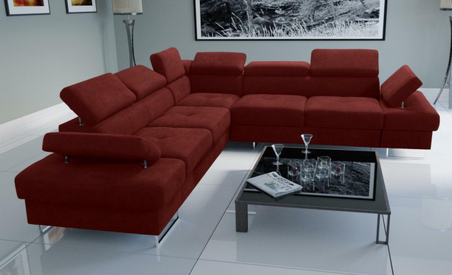 Sofa Couch Polsterung L-Form Wohnzimmer Design Ecke Leder Neu Beige Luxus