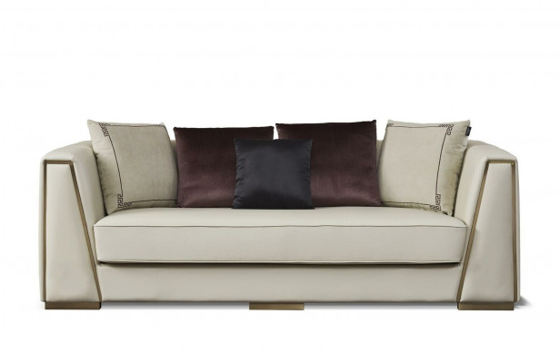 Luxus 3 Sitzer Couch Polster Sofa Leder Stoff Textil Couchen Garnitur Dreisitzer