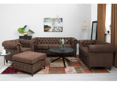 Chesterfield Couch Sitz Polster 321 Hocker Sitzer Garnitur Sofa Sofas Fußhocker