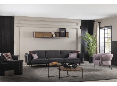 Italienische Stil Möbel Sofagarnitur Graue Couch Sofa Sitzpolster Loft 3tlg.