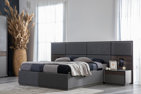 Bett 2x Nachttisch Kleiderschrank 4tlg.Set Schlafzimmer Luxus Neu