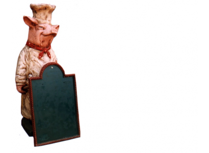 Restaurant Ständer Tafel Steak Figur Statue Skulptur Figuren Skulpturen Gastro