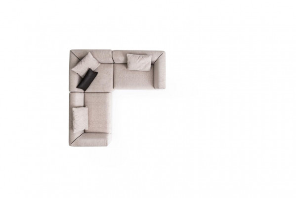 Ecksofa Beige L-Form Wohnlandschaft Eckcouch Sofa Moderne Couch