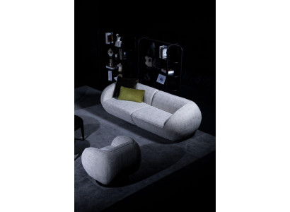 Graue Sofagarnitur Dreisitzer Sessel Garnitur Polstermöbel Luxus Design