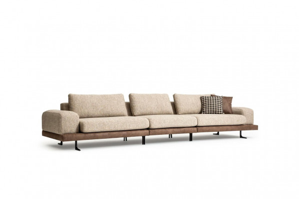 Beiger Fünfsitzer Polstersofas Sofa Textil Couch Sitzmöbel Wohnzimmer