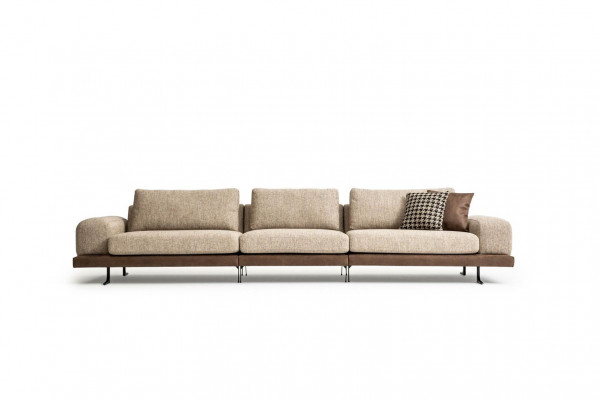 Beiger Fünfsitzer Polstersofas Sofa Textil Couch Sitzmöbel Wohnzimmer