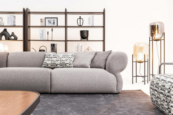 Modernes Graues Fünfsitzer Sofa Wohnzimmermöbel Polstercouch Stil Möbel