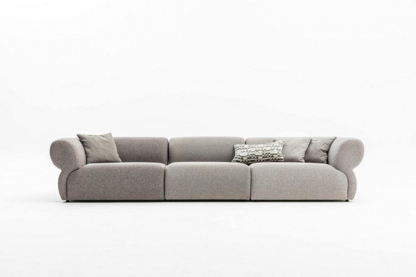 Modernes Graues Fünfsitzer Sofa Wohnzimmermöbel Polstercouch Stil Möbel