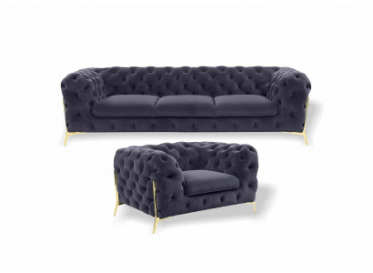 Italien Möbel Sofagarnitur 3+1 Sitzer Design Sofa Polster Couchen Chesterfield