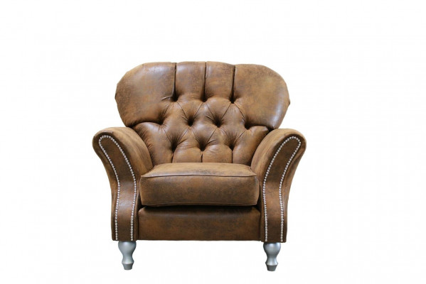 Vintage Chesterfield Sofagarnitur Couch Polster Sofa Leder 3+1 Sitzer Set