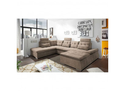 Bettfunktion Ecksofa U-Form Sofa Couch Design Couch Polster Textil Modern