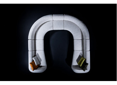 Graues Ecksofa Polstermöbel Wohnzimmer Couch Polstersofa U-Form Möbel