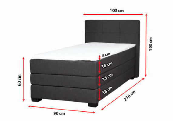Boxspring Bett Hotel Betten 90x200cm Komplett Bettkasten inkls. Topper
