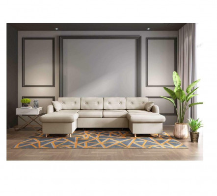 Ecksofa Sofa Polster Couch Wohnlandschaft U Form Bettfunktion Textil Stoff