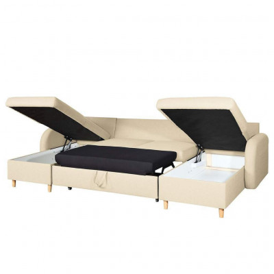 Ecksofa Sofa Polster Couch Wohnlandschaft U Form Bettfunktion Textil Stoff