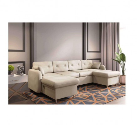 Ecksofa Sofa Polster Couch Wohnlandschaft U Form Bettfunktion Textil Stoff