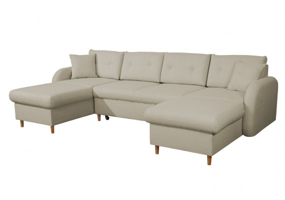 Wohnlandschaft Ecksofa Stoff U-Form Bettfunktion Couch Design Deko Polster