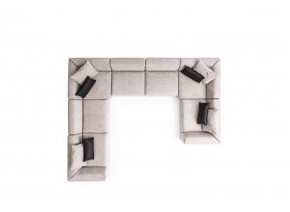 Ecksofa U-form Wohnzimmer Sofa Couch Beiges Polstersofa Wohnlandschaft