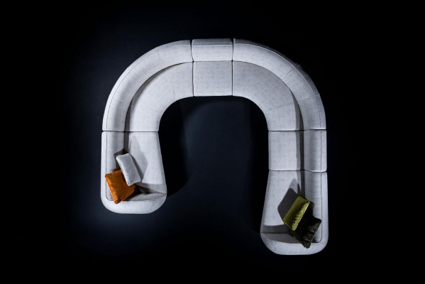 Große Graue U-Form Couch Wohnzimmer Set Luxus Sofas Moderner Stil