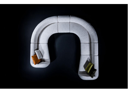 Große Graue U-Form Couch Wohnzimmer Set Luxus Sofas Moderner Stil