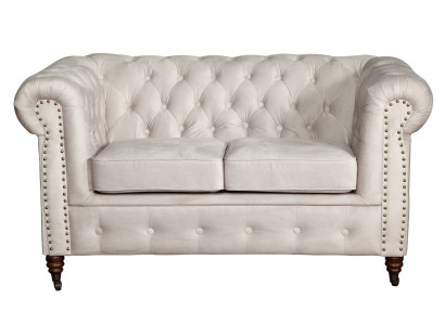 Sofa 2 Sitzer Chesterfield Couch Textil Stoff Sofa Möbel Edles Design