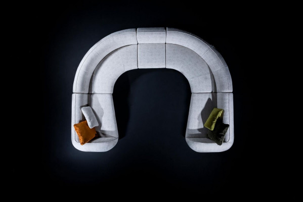 Halbrundes Wohnzimmer U-Form Sofa Designer Möbel Textil Ecksofas Stilvoll