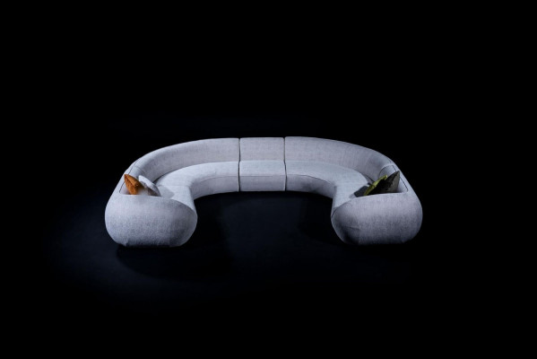 Halbrundes Wohnzimmer U-Form Sofa Designer Möbel Textil Ecksofas Stilvoll