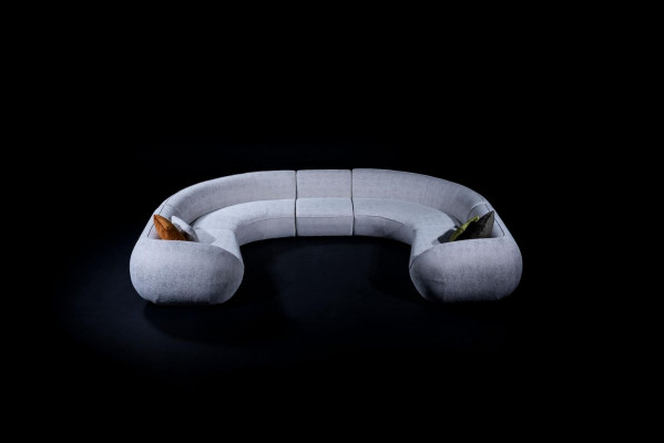 Halbrundes Wohnzimmer U-Form Sofa Designer Möbel Textil Ecksofas Stilvoll