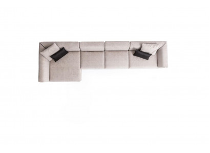Beiges L-förmiges Ecksofa Wohnzimmer Couch Textil Desginer Moderne