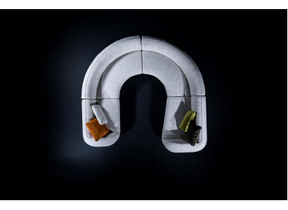 Graunes Ecksofa U-Form Moderne Polstercouch Wohnzimmersofa Designer