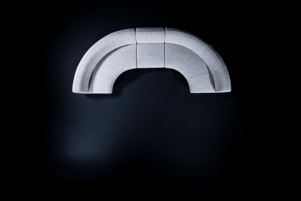 Halbrunde Graue Eckcouchgarnitur Textil Sofas U-Form Couch Modern Neu