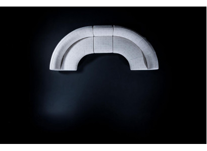 Halbrunde Graue Eckcouchgarnitur Textil Sofas U-Form Couch Modern Neu