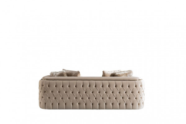 Sofa 3 Sitz Beige Möbel Wohnzimmer Chesterfield Polster Stoff Luxus Neu