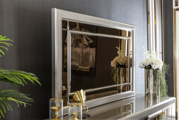 Esszimmer Set Grau Anrichte Spiegel Luxus Schön Design Elegantes Neu 2tlg.
