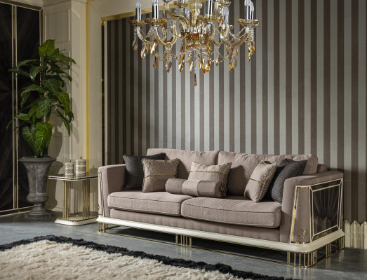 Wohnzimmer Set Braun Sofagarnitur Sessel Beistelltisch Couchtisch Neu 5tlg.