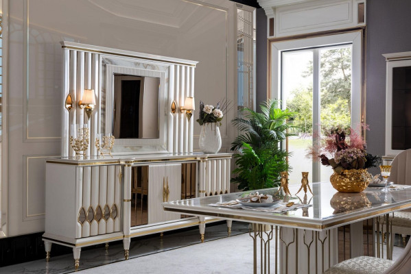 Esszimmer Set Weiß Esstisch Schön 4x Stühle Modern Elegantes Design Neu 5tlg.