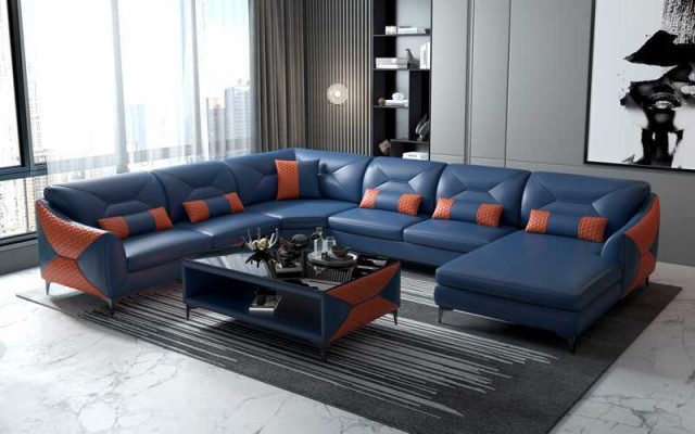 Groß Wohnlandschaft Sofa U Form Ecksofa Ledersofa Schwarz Kunstleder