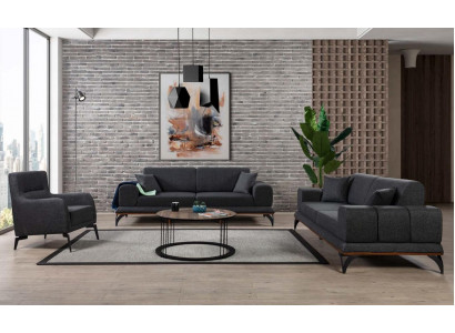 Sofagarnitur 3+3+1 Sitzer Set Design Sofa Textil Sessel Wohnzimmer Neu