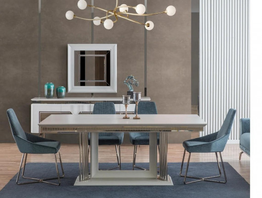 Designer Esszimmer Set Besteht aus 2tlg. Sideboard Spiegel Kommode Silber