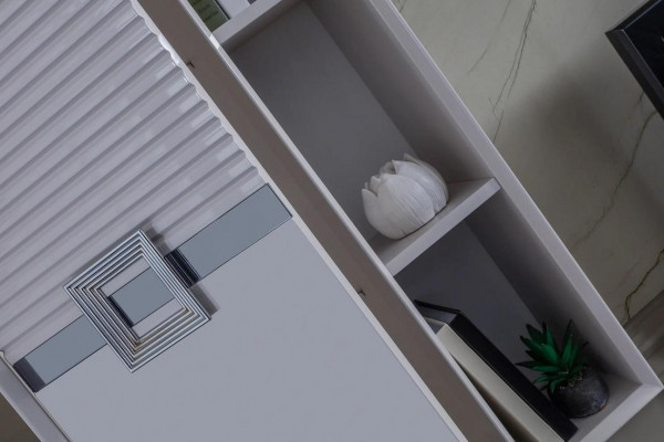 Modern Wohnwand Wohnzimmer Besteht aus 4tlg in Ekclusive Weiß Wohnwände