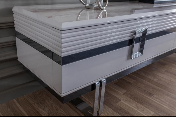 Modern Wohnwand Wohnzimmer Besteht aus 4tlg in Ekclusive Weiß Wohnwände