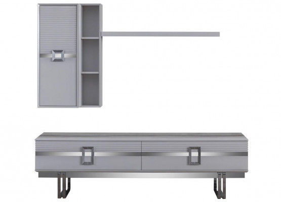 Modern Wohnwand Wohnzimmer Besteht aus 4tlg in Ekclusive Weiß Wohnwände