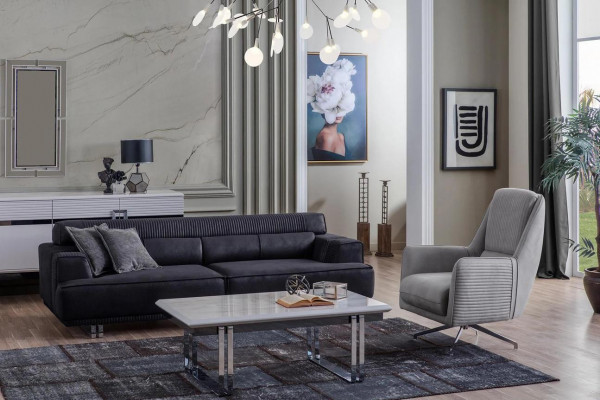 Sofagarnitur 3 Sitzer und Sessel Designer Möbel Wohnzimmer Couch Möbel