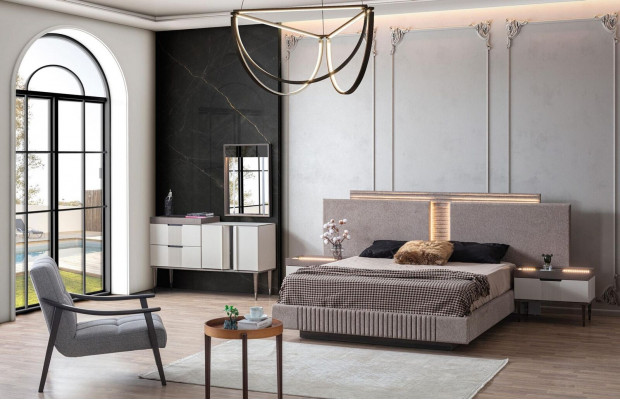 Design Schlafzimmer 5 tlg. Schlafzimmer Set Bett Nachttisch Schminktisch