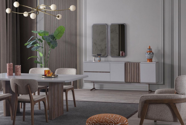 Esszimmer set Essgarnitur Gruppe Tisch Stühle 8tlg. Modern Möbel Essgruppe