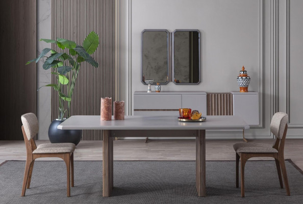 Esszimmer set Essgarnitur Gruppe Tisch Stühle 8tlg. Modern Möbel Essgruppe